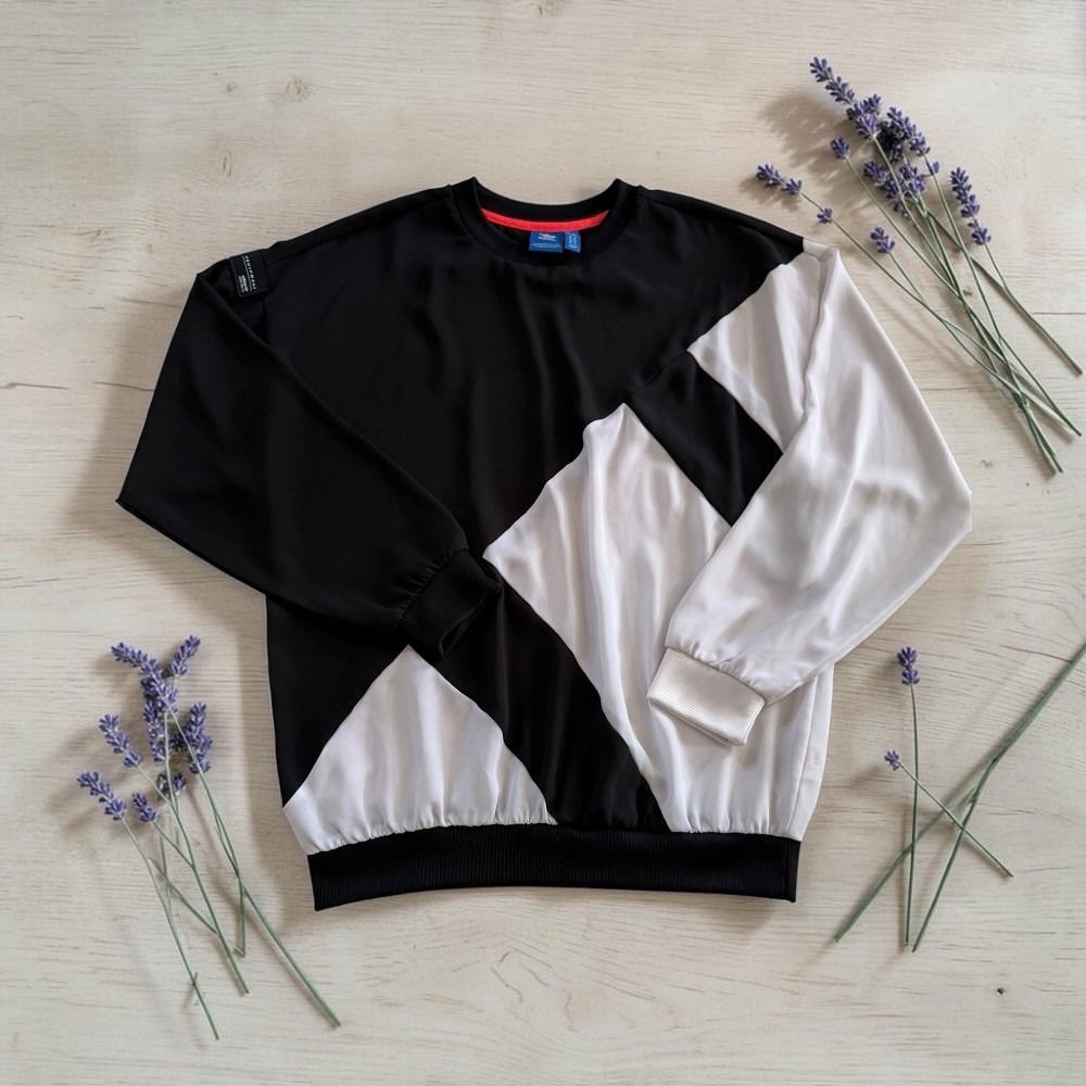 Adidas Originals EQT Chiffon Colorblock Sweatshirt Black White Womens Small UK 8
